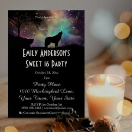 Halloween Galaxy Wolf kostuum Sweet 16 Verjaardag Kaart