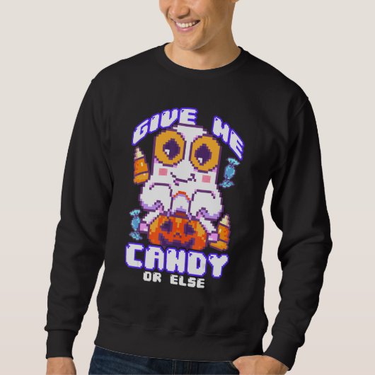 Halloween Gamer Candy Corn Ghost Kleding Geef Me C Trui (Voorkant)