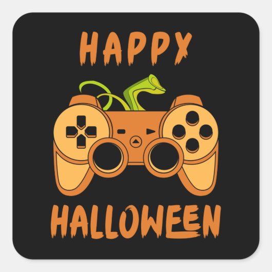 Halloween Gamer, Happy Halloween Gaming Vierkante Sticker (Voorkant)