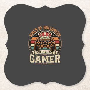 Halloween Gamer King Retro Controller Ontwerp Kartonnen Onderzetters