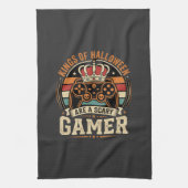 Halloween Gamer King Retro Controller Ontwerp Theedoek (Verticaal)
