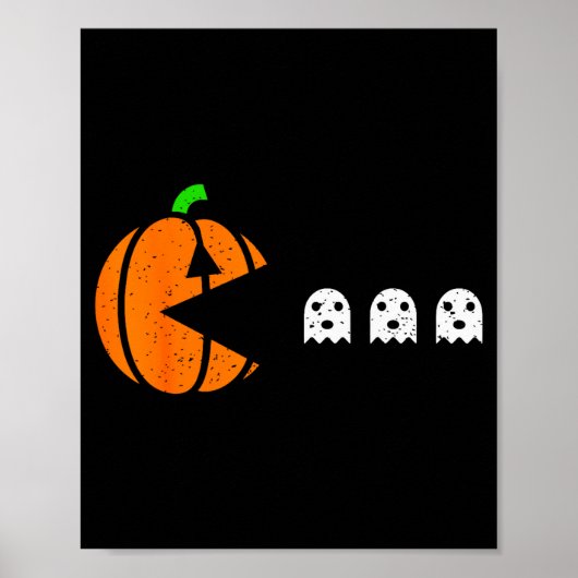 Halloween Gamer Pumpkin Eating Ghost Costume Men B Poster (Voorkant)
