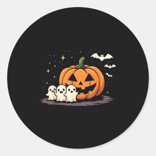 Halloween Gamer Pumpkin Eating Ghost Costume Men B Ronde Sticker (Voorkant)