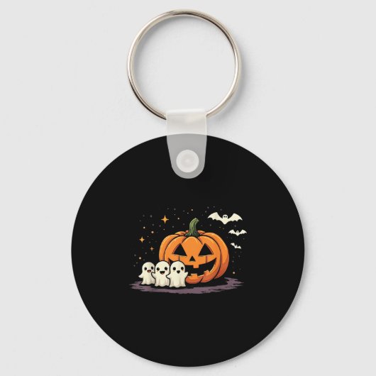 Halloween Gamer Pumpkin Eating Ghost Costume Men B Sleutelhanger (Voorkant)
