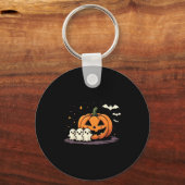Halloween Gamer Pumpkin Eating Ghost Costume Men B Sleutelhanger (Voorkant)