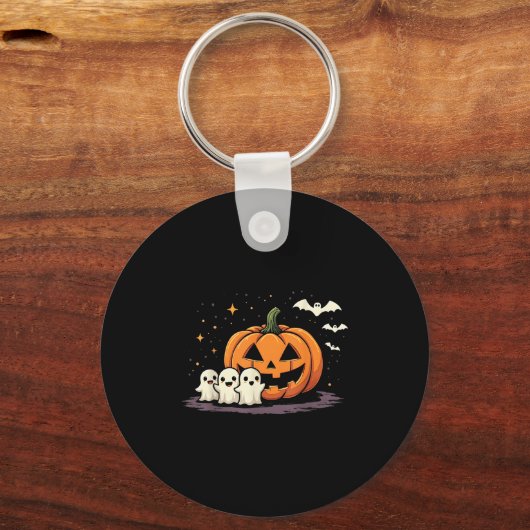 Halloween Gamer Pumpkin Eating Ghost Costume Men B Sleutelhanger (Voorkant)