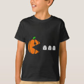 Halloween Gamer Pumpkin Eating Ghost Costume Men B T-shirt (Voorkant)