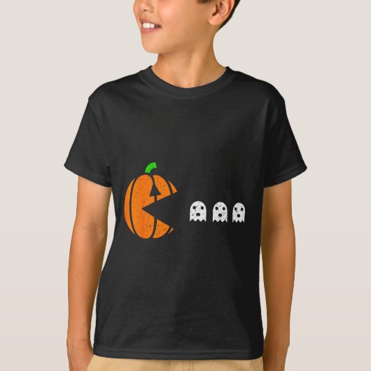 Halloween Gamer Pumpkin Eating Ghost Costume Men B T-shirt (Voorkant)