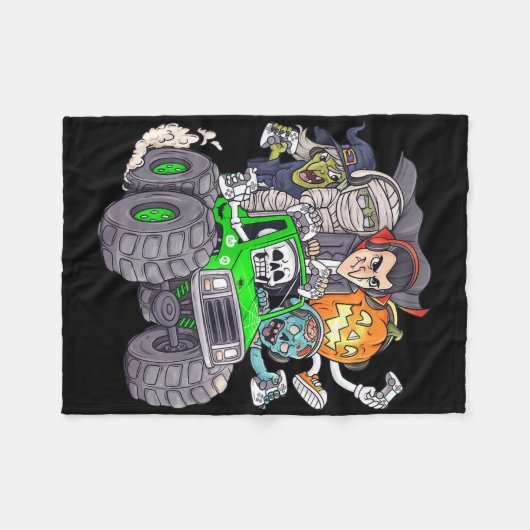 Halloween Gamer Skeleton Zombie Monster Truck Boys Fleece Deken (Voorkant (Horizontaal))