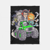 Halloween Gamer Skeleton Zombie Monster Truck Boys Fleece Deken (Voorkant)