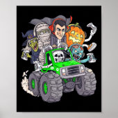 Halloween Gamer Skeleton Zombie Monster Truck Boys Poster (Voorkant)
