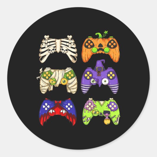 Halloween Gaming Controller Mannen Jongens Kinder  Ronde Sticker (Voorkant)