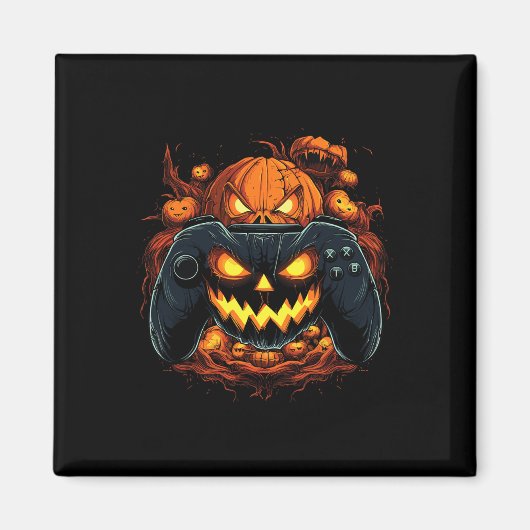 Halloween Gaming Jack O Lantaarn Pompoen Gezichtsb Magneet (Voorkant)