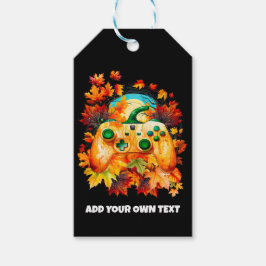 Halloween gaming, pompoen controller, horror cadeaulabel