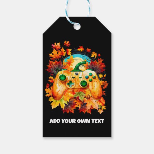 Halloween gaming, pompoen controller, horror cadeaulabel (Voorkant)