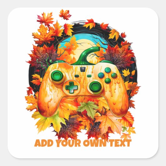 Halloween Gaming, Pumpkin Controller, Herfst Herfs Vierkante Sticker (Voorkant)