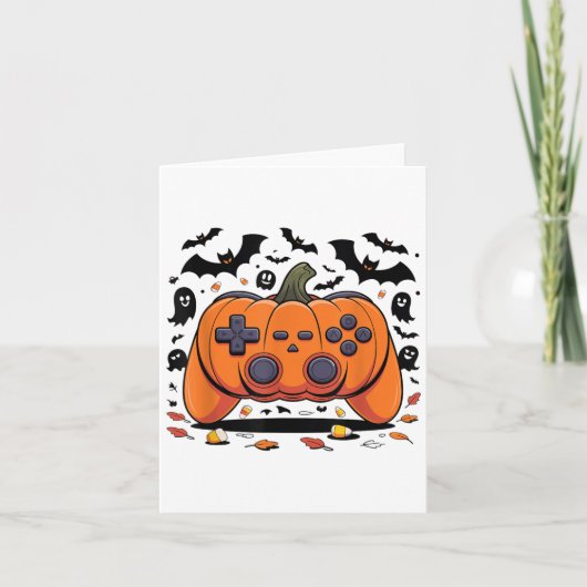Halloween Gaming Pumpkin Controller Spooky Video G Kaart (Voorkant)