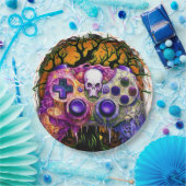 Halloween Gaming, Spooky Controller, Gamer Party Papieren Bordje (Feest)
