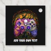 Halloween Gaming, Spooky Controller, Paarse Sinaas Bedankjes Labels (Achterkant)