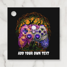 Halloween Gaming, Spooky Controller, Paarse Sinaas Bedankjes Labels