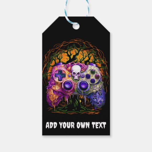 Halloween Gaming, Spooky Controller, Skull Sinaasa Cadeaulabel (Voorkant)