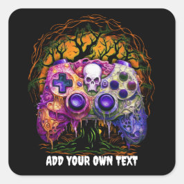 Halloween Gaming, Spooky Controller, Video Gamer Vierkante Sticker