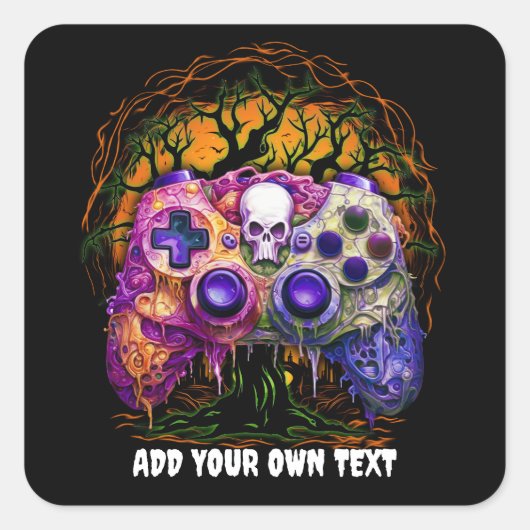 Halloween Gaming, Spooky Controller, Video Gamer Vierkante Sticker (Voorkant)