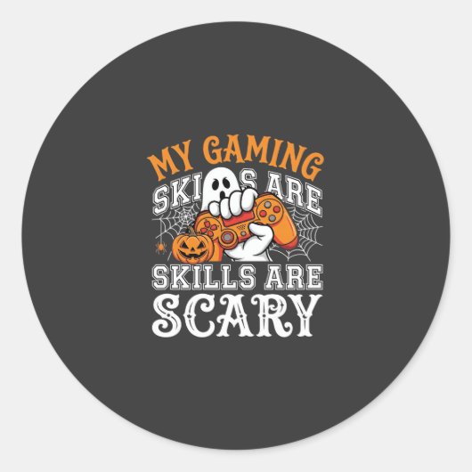 Halloween-gamingvaardigheden zijn eng spookcontrol ronde sticker (Voorkant)