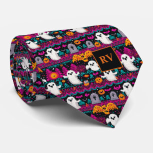 Halloween Gamming Pixel Spook Sweater Monogrammed Stropdas