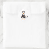 Halloween Gans Zwarte Kat Ronde Sticker (Tas)