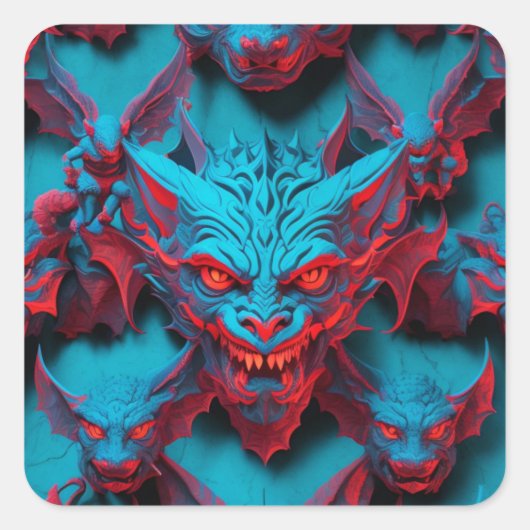 Halloween Gargouille Vierkante Sticker (Voorkant)