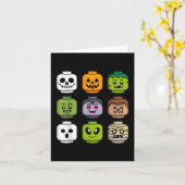 Halloween gebouw bakstenen hoofd pompoen geest zom kaart (Gele Bloem)