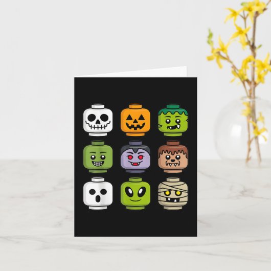 Halloween gebouw bakstenen hoofd pompoen geest zom kaart (Gele Bloem)