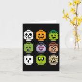 Halloween gebouw bakstenen hoofd pompoen geest zom kaart (Gele Bloem)