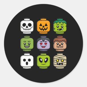 Halloween gebouw bakstenen hoofd pompoen geest zom ronde sticker