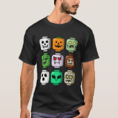 Halloween gebouw bakstenen hoofd pompoen geest zom t-shirt (Voorkant)