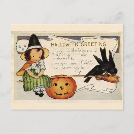 Halloween Gedicht Heks Custom Bericht Feestdagenkaart (Voorkant)