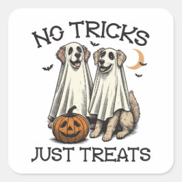 Halloween geen trucs behandelt alleen spookhonden vierkante sticker