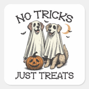 Halloween geen trucs behandelt alleen spookhonden vierkante sticker