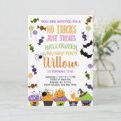 Halloween geen trucs behandelt alleen verjaardagsu kaart (Staand voorkant)