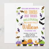Halloween geen trucs behandelt alleen verjaardagsu kaart (Voorkant / Achterkant)