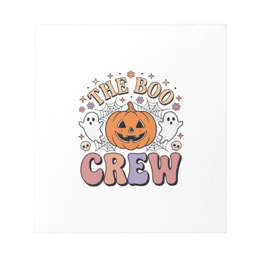 Halloween Geest Boo Bemanning Schattig Spooky Vint Notitieblok (Voorkant)