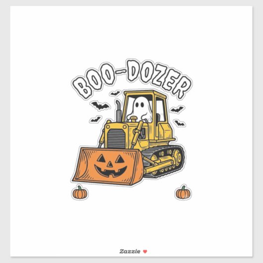 Halloween Geest Boo Dozer Grappige Bulldozer_1 Sticker (Vel)