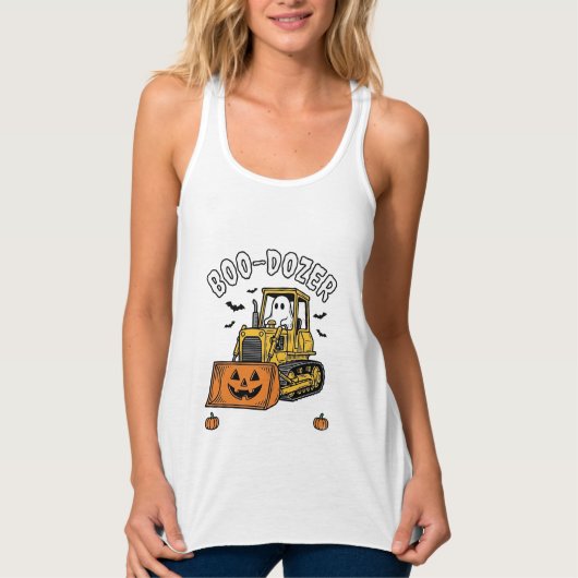 Halloween Geest Boo Dozer Grappige Bulldozer_1 Tanktop (Voorkant)