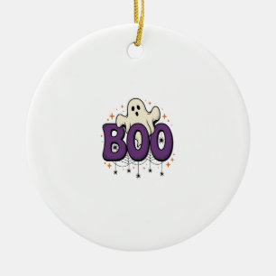 Halloween Geest Boo Grappige Spin Vintage_1 Keramisch Ornament