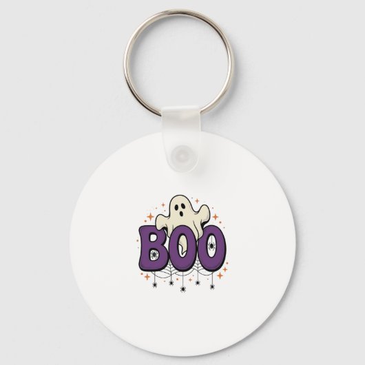 Halloween Geest Boo Grappige Spin Vintage_1 Sleutelhanger (Voorkant)