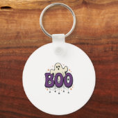 Halloween Geest Boo Grappige Spin Vintage_1 Sleutelhanger (Voorkant)