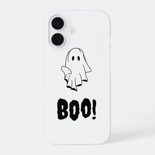 Halloween Geest Boo iPhone Hoesje Vaste Ontwerp iPhone 16 Hoesje (Achterkant)