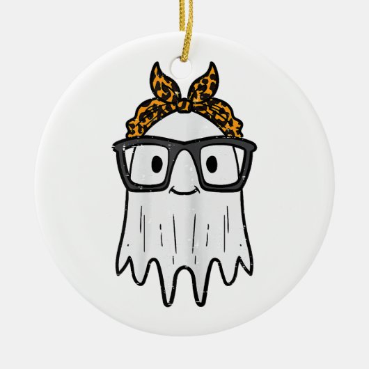 Halloween Geest Bril Schattig Keramisch Ornament (Voorkant)