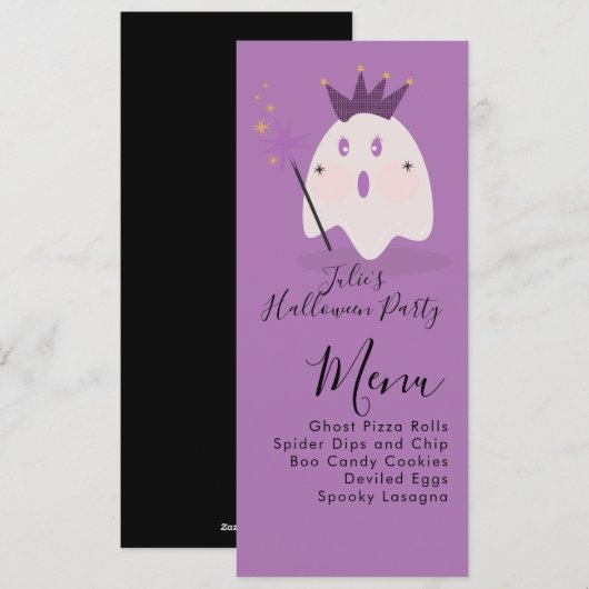 Halloween Geest Cute Ghoul Kostuum Feest Menu (Voorkant / Achterkant)